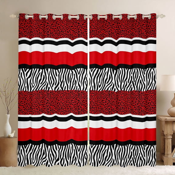 Castle Fairy Cheetah Black Out Curtains,Zebra Stripes Curtains Pack of 2 (42x63 Each)