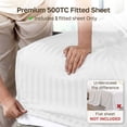 thumbnail image 2 of California Design Den Queen Fitted Sheet Only - Striped 500 Thread Count 100% Cotton, Sateen, Soft Deep Pocket Bottom Sheet, Bright White, 2 of 7