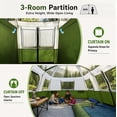 thumbnail image 6 of Sophia & William 12 Person Camping Tent 16x11FT All-Weather Large Family Cabin Tent with 3 Rooms and 6 Mesh Windows, Green, 6 of 10