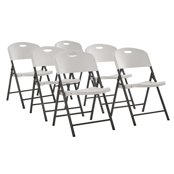 Mainstays Premium Heavy Duty Resin Folding Chair, White (Set of 6)