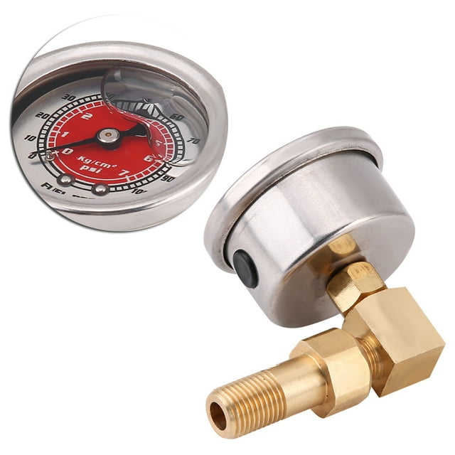 Rdeghly Universal Vehicle Car 0-100 PSI Fuel Pressure Liquid Filled Gauge Adapter Kit