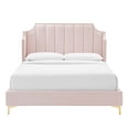 thumbnail image 5 of Modway Daniella Performance Velvet Queen Platform Bed in Pink, 5 of 8