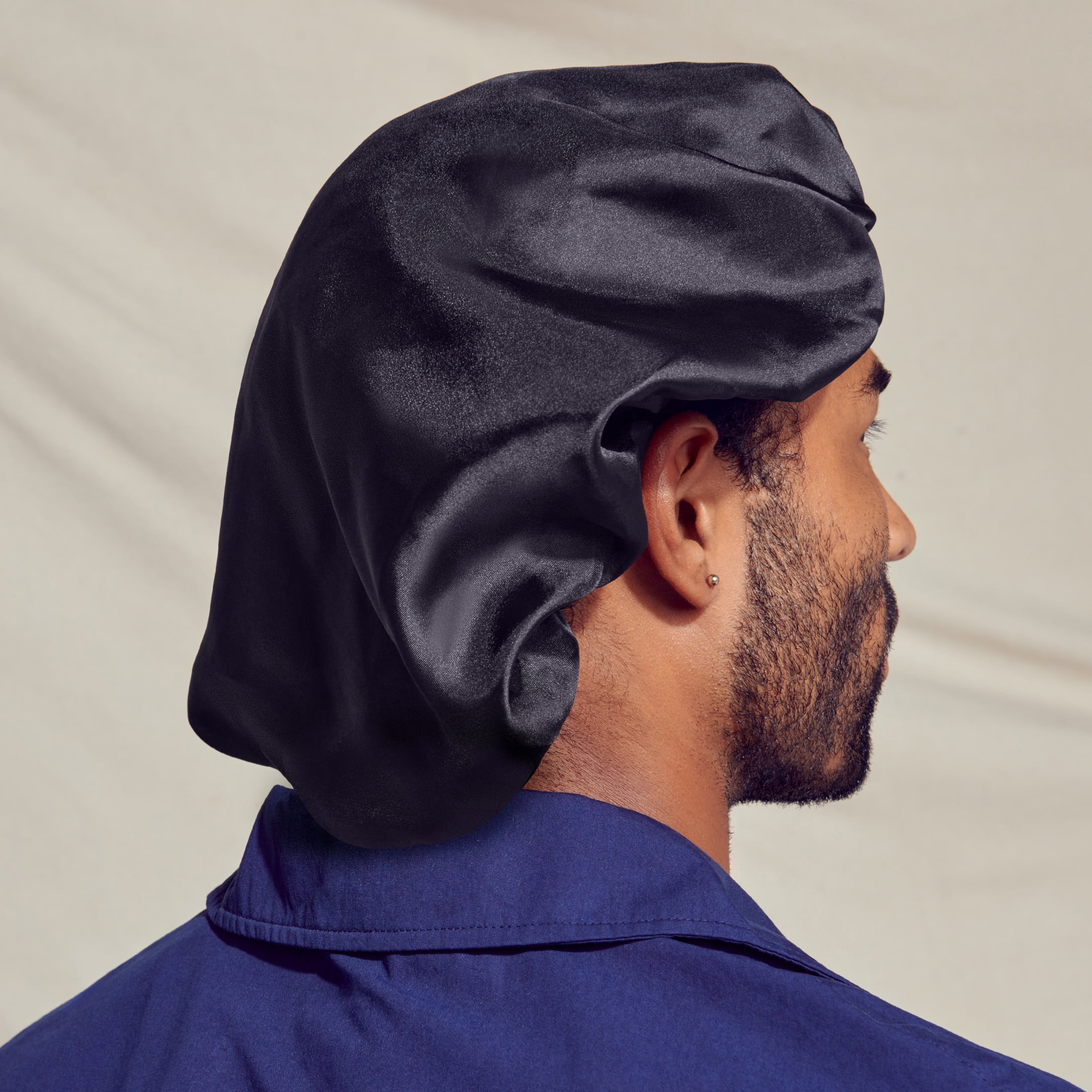 (2 pack) Kiss Colors & Care Silky Satin Reversible Hair Bonnet Cap, Wide Edge, Super Jumbo, Black