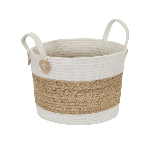 Household Essentials Two Tone Woven Hyacinth Wicker Storage Basket