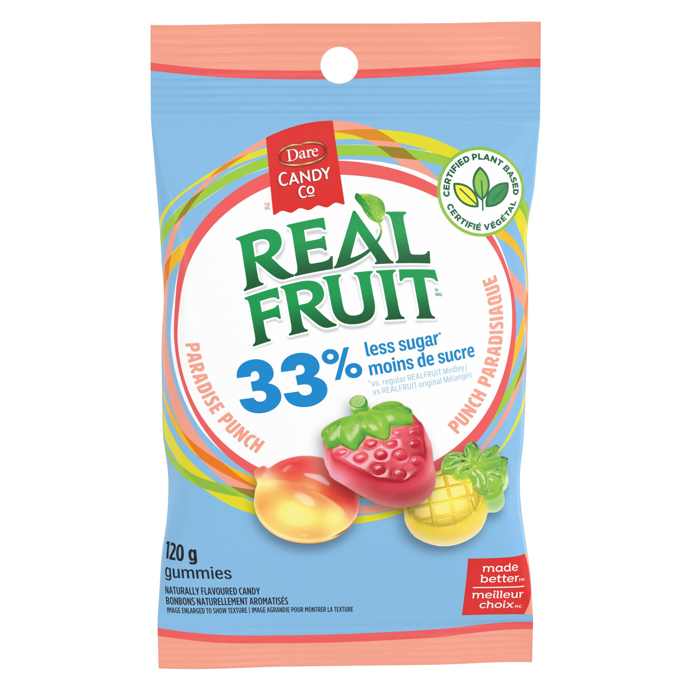 REALFRUIT 33% Less Sugar Paradise Punch, Dare Candy