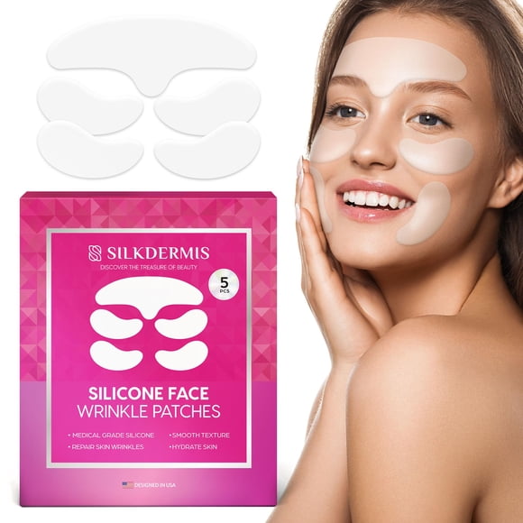 Parches faciales de silicona SILKDERMIS reutilizables para debajo de los ojos, 5 unidades