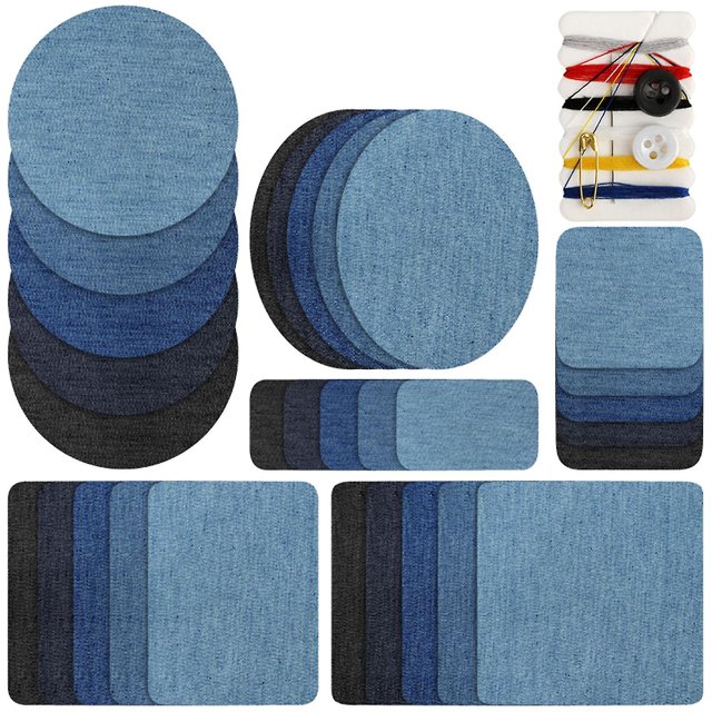 Autocollant de Patch Lroning Coupe Aléatoire Patch de Réparation pour Genou Autocollant Rond en Denim