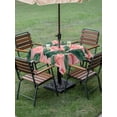 thumbnail image 4 of Outdoor Tablecloth with Umbrella Hole for Patio/Picnic/Party/Camping, Pink Flamingo Waterproof Table Cloth Square Cover Washable, Vintage Summer Tropical Leaves Pink (54"x 54"), 4 of 9