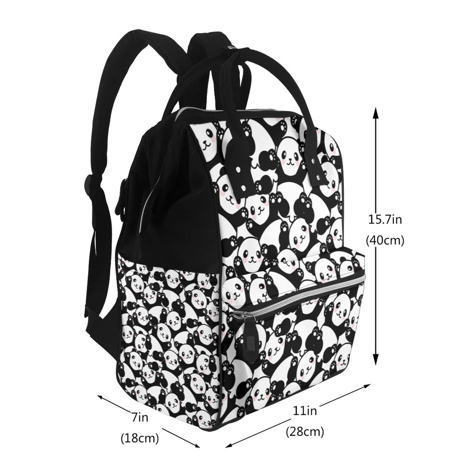 Ratiio Cute Panda (3) Mummy Backpack - Waterproof Twill Canvas, Large Capacity Diaper Bag with Multiple Pockets and Adjustable Straps