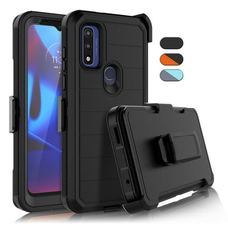 for Moto G Pure / G Power 2022 Case, Built-in Screen Protector Case with Belt Clip Holster Heavy Duty Rugged Shockproof Full Body Protection Kickstand Cover -Black