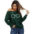 thumbnail image 5 of Purcoar Women's Sweatshirt Glasses Long Sleeve Tops, 5 of 5