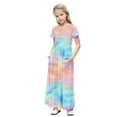thumbnail image 2 of ATOGUTA Girls Party Dresses Short Sleeve Floral Print Loose Casual Long Maxi Dress with Pockets Multicolor, Size 4-14 Years, 2 of 5