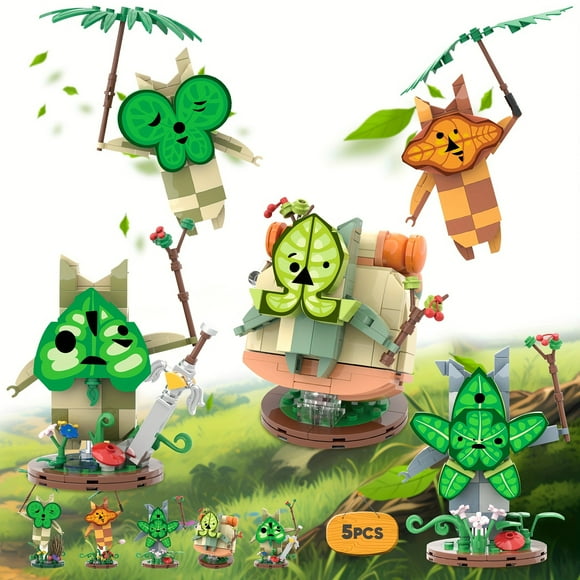 Koroks Ensemble de Construction, 5 Personnages Blocs de Construction pour Fans de BOTW, Mignon Jeu de Merch Figurines d'Action, Super Jouets Cadeaux pour Fans Enfants Adultes