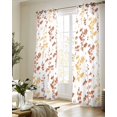 thumbnail image 5 of Orange Botanical Sheer Curtains 84 Inch Length 2 Panels Set for Living Room/Bedroom, Watercolor Spring Floral Summer Leaf Kitchen Curtains Grommet Semi-Sheer Curtains Window Treatments 42"x84"x2, 5 of 7