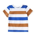 thumbnail image 2 of Dyfzdhu Kids Toddler Baby Boy Girls Multicolor Stripe Print Short Sleeve T-shirt Tops Clothes, 2 of 7