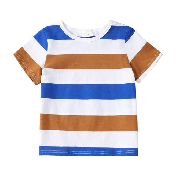 XXWXYD Multicolor Striped Kids Tee - Soft Cotton Short Sleeve Shirt with Vibrant Patterns, Unisex Casual Top for Toddlers & Baby Boys/Girls