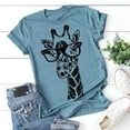 thumbnail image 3 of Uhndy Women's O Neck Cute Animal Glasses Giraffe T Shirt Casual Top, Animal Print Top, Women's Round Neck Short Sleeve, 3 of 4
