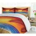 thumbnail image 5 of Ambesonne Summer Duvet Cover Sets, Cartoon Ocean Beach Palm, 2-Queen, Red Yellow Blue, 5 of 7