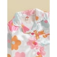 thumbnail image 6 of Toddler Girls Spring Pajamas, Flower Print Long Sleeve Lapel Button Closure Tops + Elastic Waist Pants Sleepwear, 1-5Years, 6 of 9