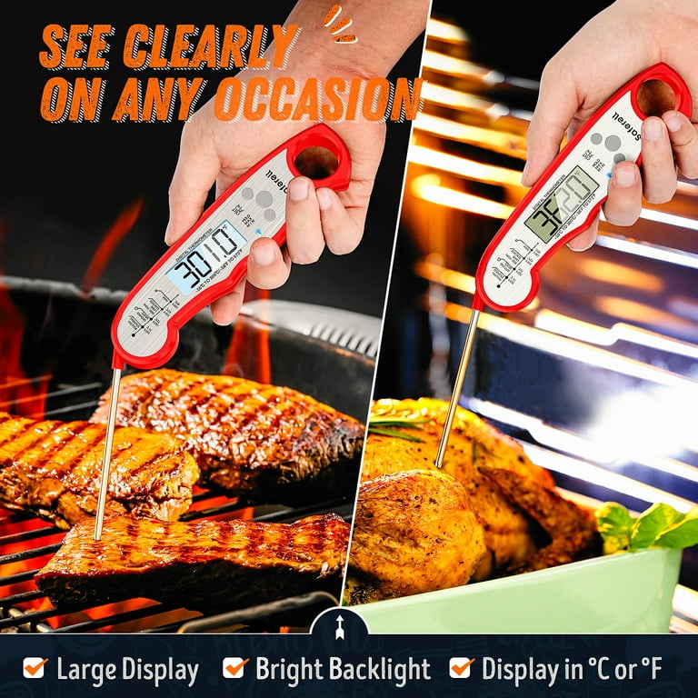 Black)Digital Cooking Meat Thermometer With Probe Smart 3 Buttons