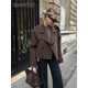 thumbnail image 1 of Abrigo informal de manga larga con doble botonadura para mujer, Chaqueta corta de mezcla de lana con cuello de solapa, ropa de calle elegante, a la moda, 2024, 1 of 5