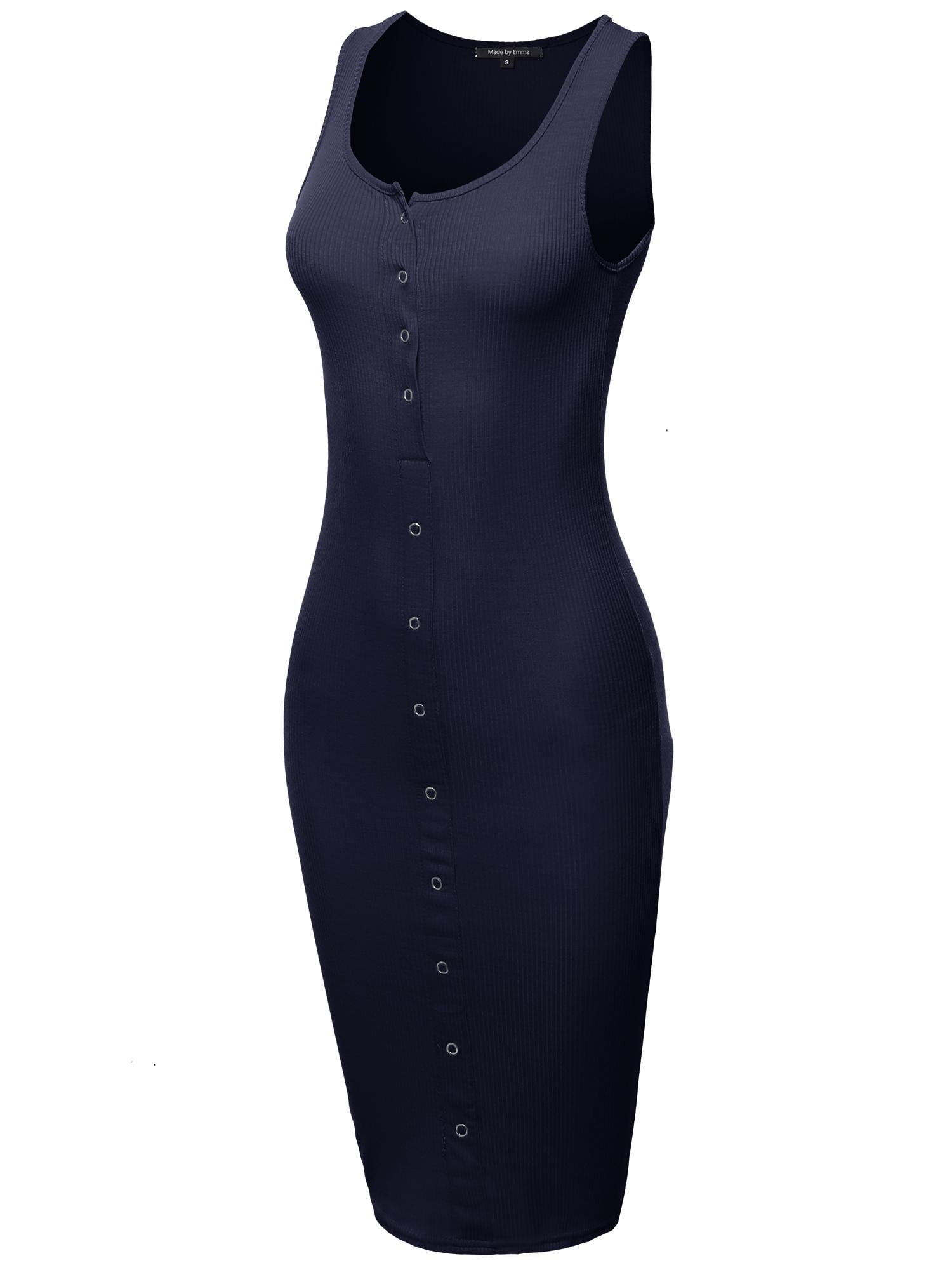 Women's Solid Sleeveless Ribbed Snap 