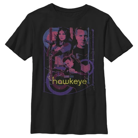 Boy s Marvel Hawkeye and Kate Bishop Distressed Graphic Tee Black Large