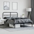 thumbnail image 2 of vidaXL Metal Bed Frame with Headboard Black 150x200 cm King Size, 2 of 5