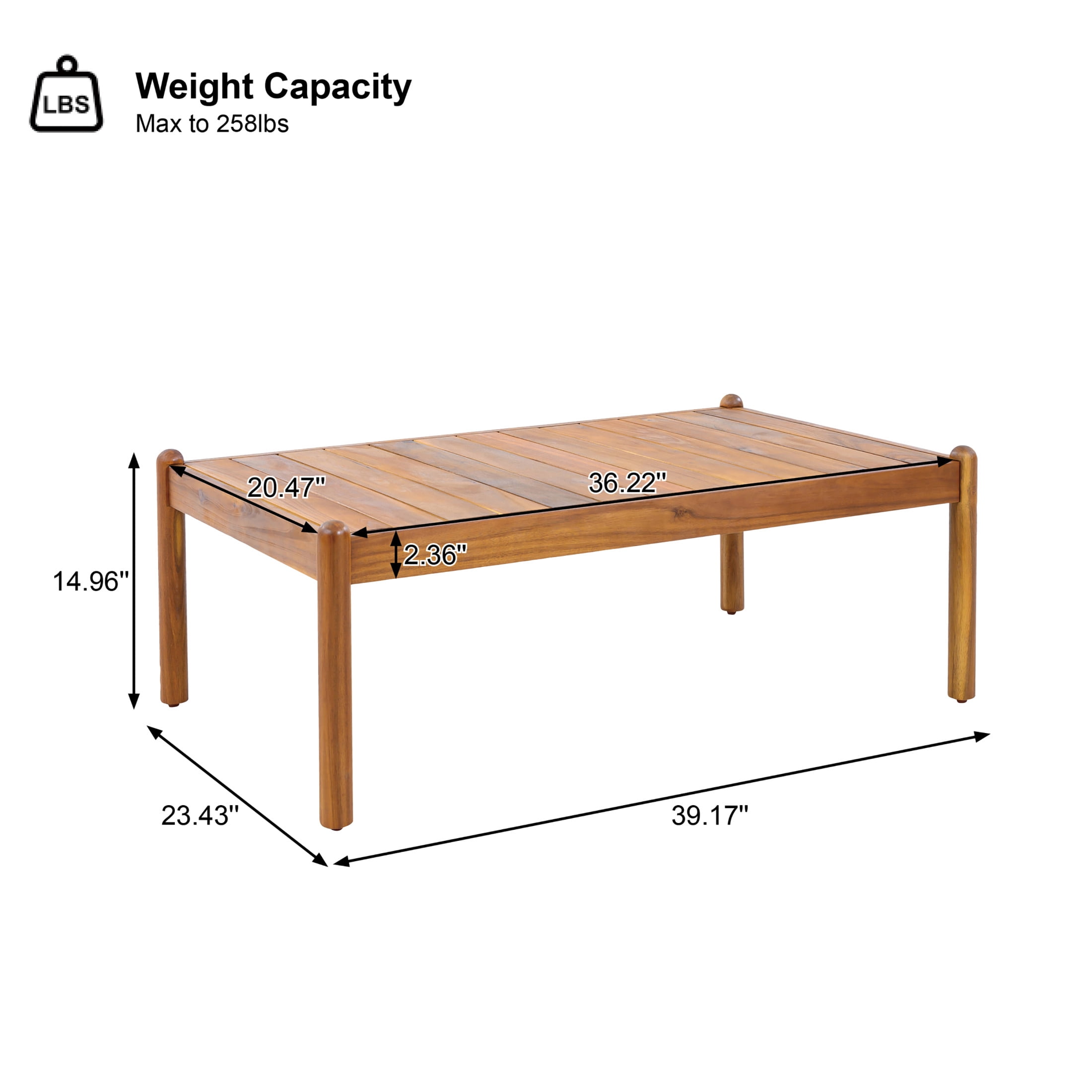 Christopher Knight Home 39" Contemporary Outdoor Acacia Wood Slatted Coffee Table, Teak