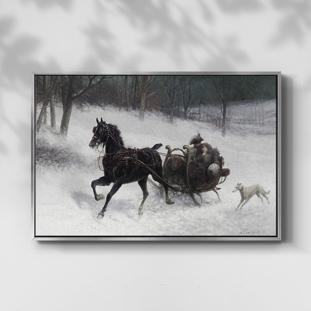 Vintage Animal Print-XXIV By Wexford Home Framed in Silver Wood Gallery Wrapped Canvas 25 in. x 37 in.