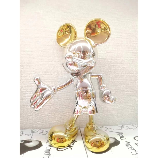 Disney-decoración hecha a mano de Mickey, escultura de muñeca de escritorio de dibujos animados, luz creativa, estilo de lujo, sala de estar