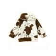 thumbnail image 2 of Toddler Girls Winter Warm Fleece Coat Long Sleeve Lapel Cow Print Zipper Outerwear 6M 12M 18M 24M 3Y, 2 of 9