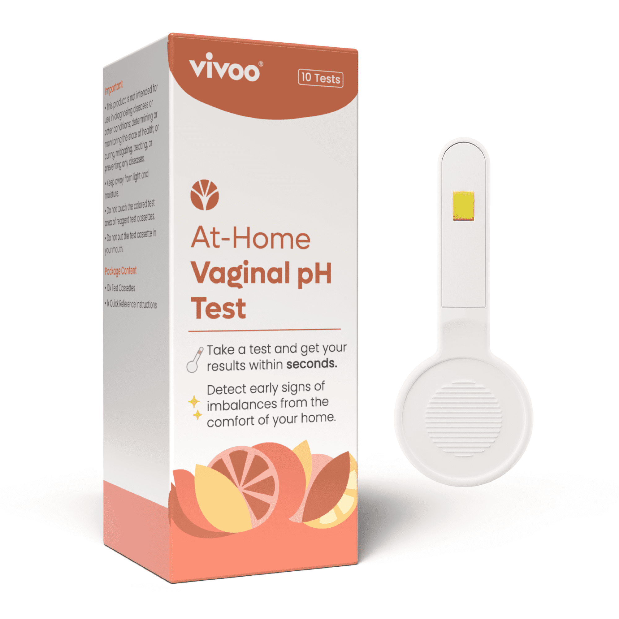 Vivoo Vaginal pH Test Strips for Women — 10 Count At-Home BV & Yeast Infection Test Kit | 30-Second Results | Easy Color Chart | pH Tracking with Free App | Bacterial Vaginosis Screening