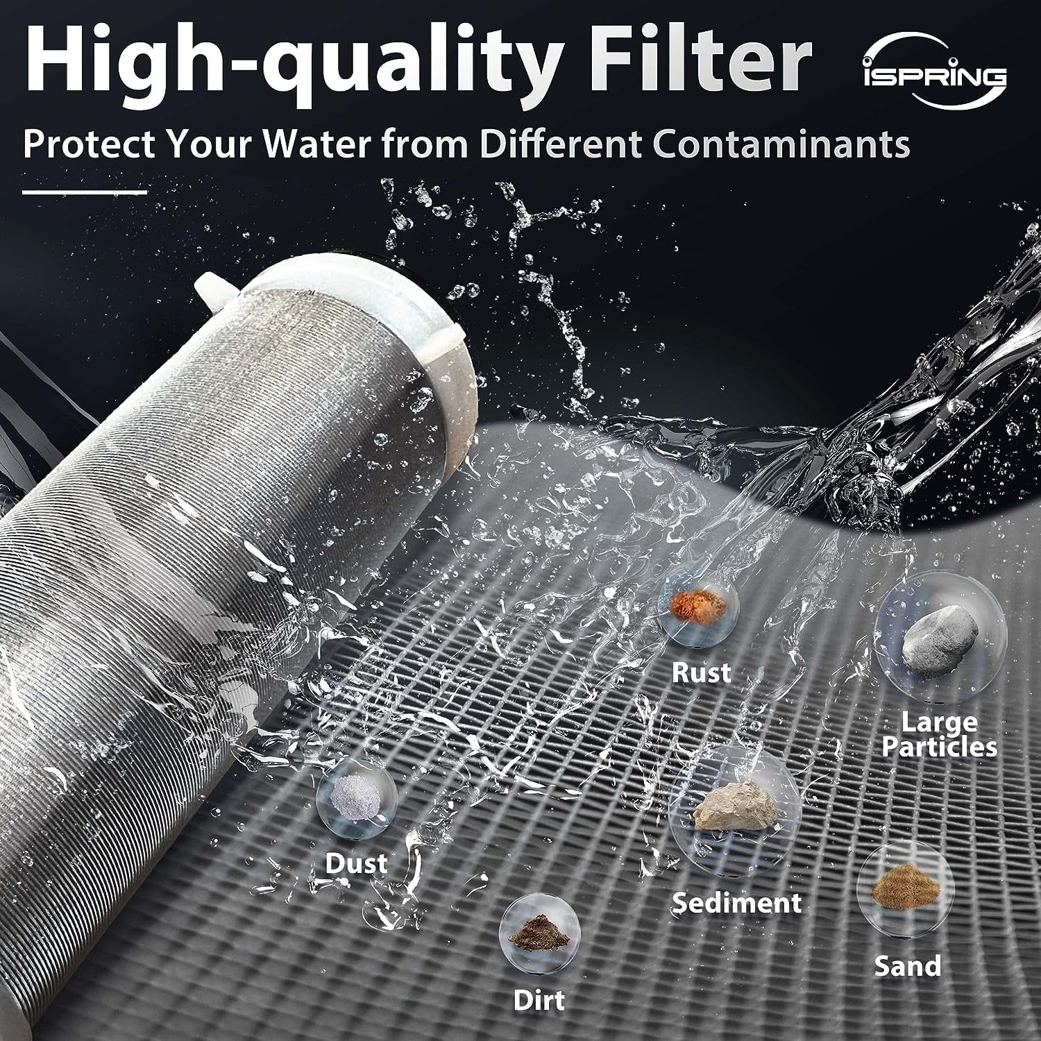 iSpring WSP2PK15 Reusable Whole House Spin Down Sediment Water Filters, Twin Pack with 100 Microns and 50 Microns Filter Sizes, Clear Housing, Lead-Free Brass