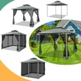 thumbnail image 4 of HOTEEL 10x10 Gazebos for Patios, Canopy Tent Outdoor Gazebo Backyard Gazebo Patio with Mosquito Netting and Double Roof for Party, Wedding, BBQ and Event, Black, 4 of 11