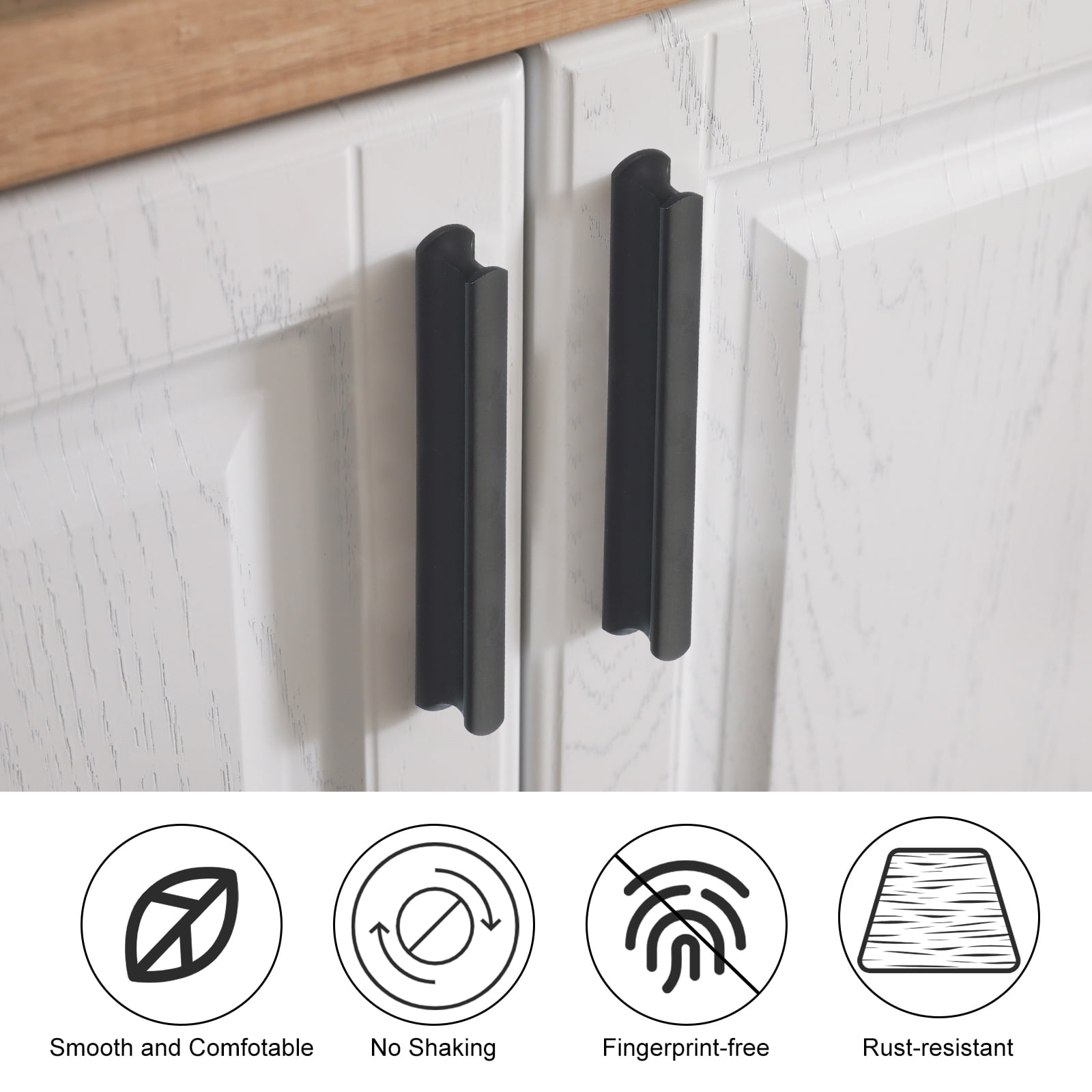 Uxcell Kitchen Cabinet Handles Hole Center Brushed Cabinet Pulls Kitchen Drawer Hardware for Cupboard Drawer Pulls Black 6.3 Inch (160mm)