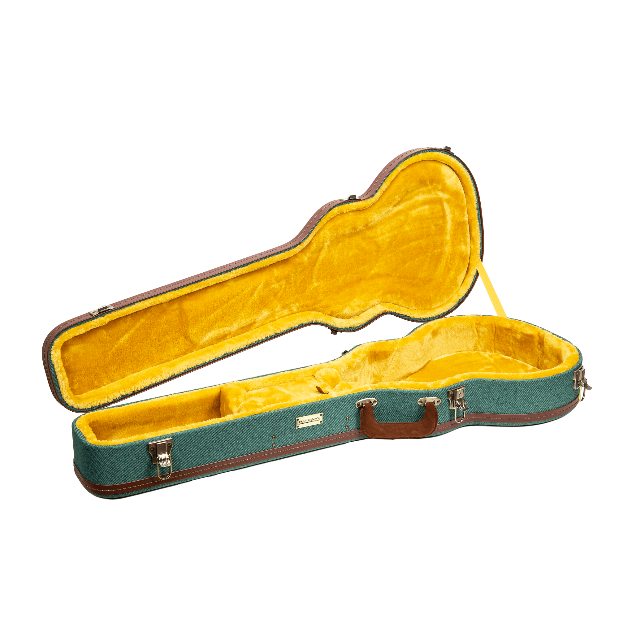 Crossrock Master Series - Wooden Les Paul Electric Guitar Case - Security Lock, Genuine Leather Handle, Reinforced Hardware, Metal Feet, Storage Space- Malachite Blue Tweed