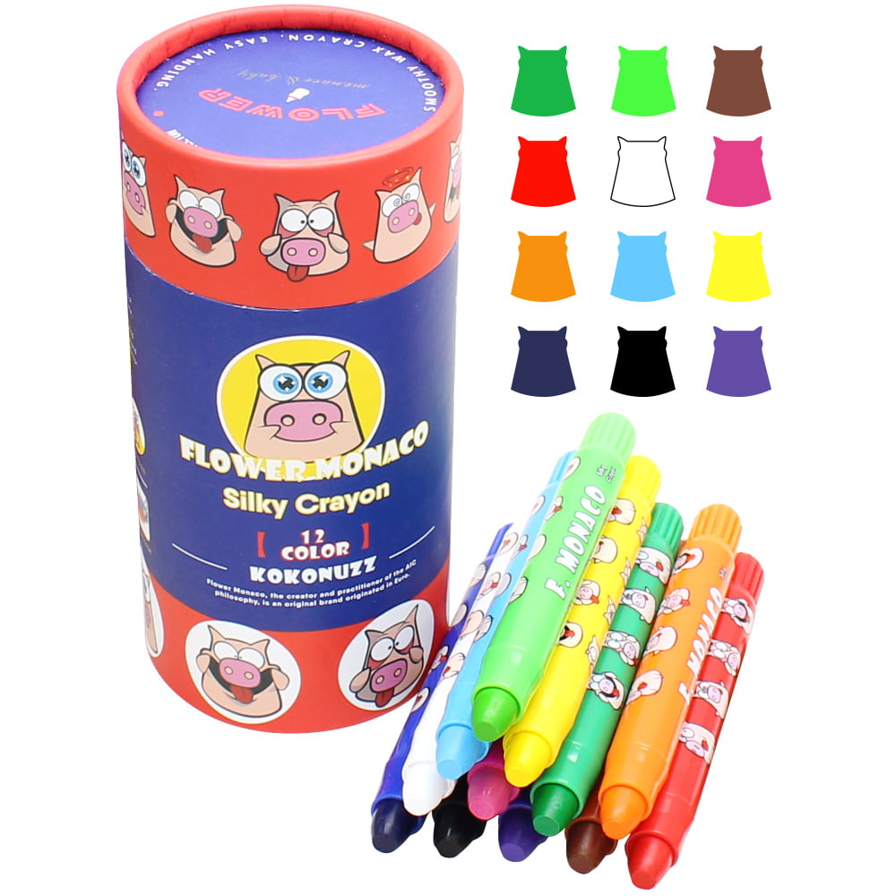 12 Colors Toddler Crayons - Non Toxic Crayons Silky Washable Baby Crayon -  Twistable Gel Window Crayons Safe for Infant, Kids and Children 