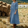 thumbnail image 6 of Aimik Women's 3/4 Sleeve Maxi Dress Crew Neck Loose Fitting Boho Long Dress with Pockets Summer Dresses for Women, 6 of 6