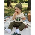 thumbnail image 5 of BemeyourBBs Newborn Coming Home Outfit Baby Boy Summer Clothes New to the Farm Outfit Letter Tractor Cow Embroidered Crew Neck Short Sleeve Romper Pants Cap 3 Pcs Set, 5 of 9