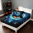 thumbnail image 4 of Manfei Football Sport Twin Sheets, Bedding, Black Neon Blue 3pcs(1 Flat Sheet, 1 Fitted Sheet and 1 Pillowcase), 4 of 6