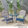 thumbnail image 2 of Ariel Outdoor Acacia Wood Folding Adirondack Chairs with Cushions (Set of 2), Navy Blue and Gray, 2 of 13