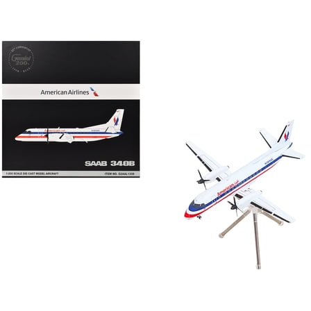 Saab 340B Commercial Aircraft "American Eagle" White with Red and Blue Stripes 1/200 Diecast Model Airplane by GeminiJets