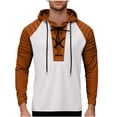 thumbnail image 1 of Pantalones Cortos de Cordón para Hombre Verano Primavera Color Bloqueado Moda Deportes Casuales Sudadera para Hombre Sudadera con Capucha Cuello Abierto Ajuste Suelto, 1 of 7