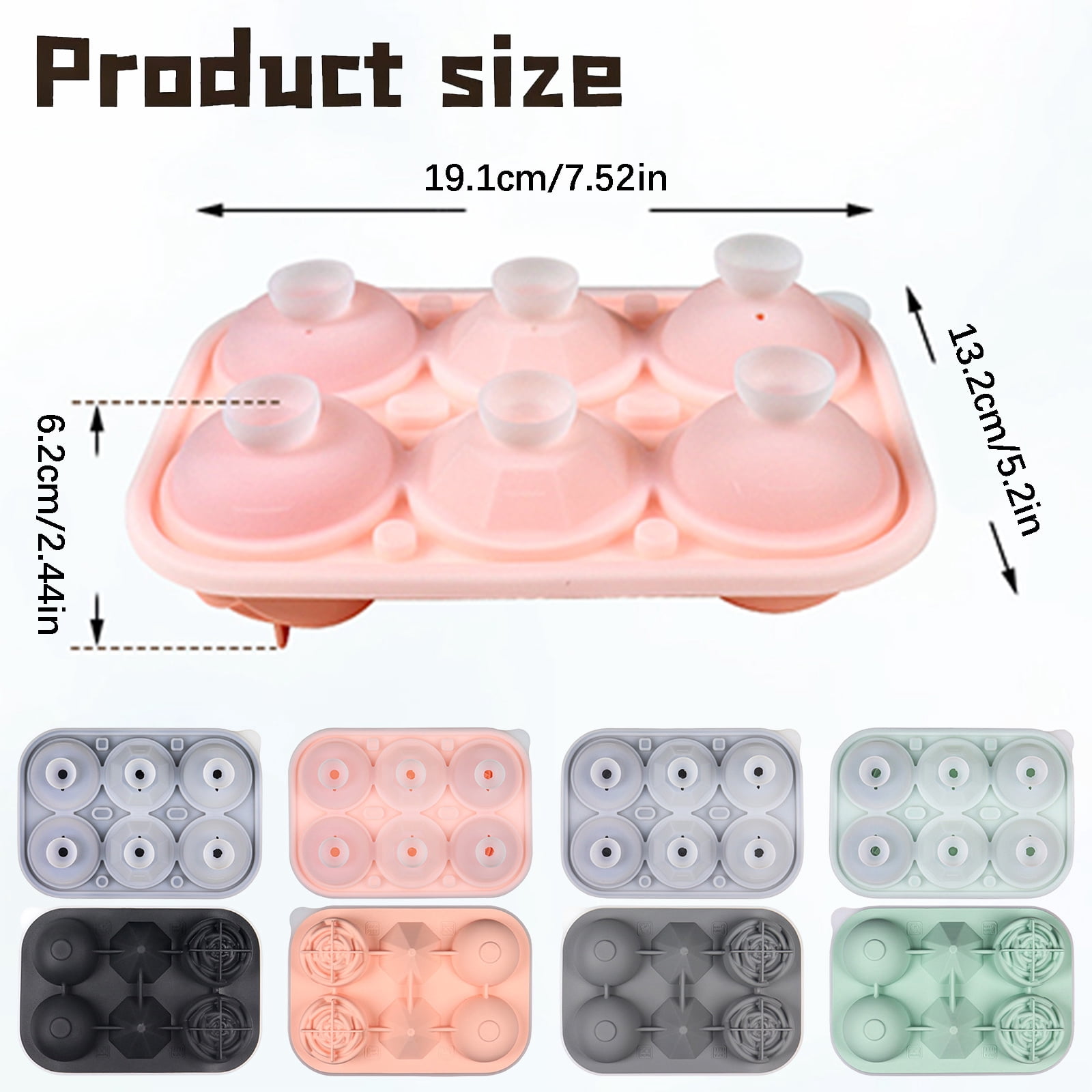 Ice Cube Tray, 6 Cavity Silicone Ice Cube Tray with Lid, 2.6 inch Rose & Sphere Shaped Ice Cube Trays with Covers, Easy Release Ice Ball Maker, Whiskey Ice Ball & Rose Mold for Home Bar, Coffee,Pink