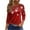Red, variant on HaHaHappy Merry Christmas Shirts Womens Plus Size Funny 3/4 Sleeve T-Shirts Christmas Snowflake Print Dressy Tunic Tops Crew Neck Ugly Three Quarter Length Blouses Vintage Pullover Red L
