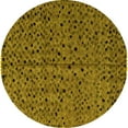 thumbnail image 1 of Ahgly Company Machine Washable Indoor Round Oriental Yellow Modern Area Rugs, 3' Round, 1 of 1