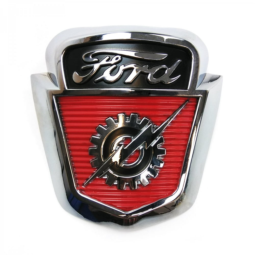 Ford Gear & Lightning Bolt Shield Hood Ornament Emblem F100 Truck 1953