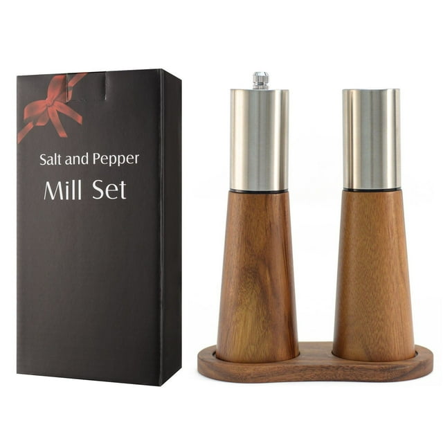 Hearth & Gear Shaker And Pepper Grinder With Tray Wood And Pepper Grinder Set Refillable Shaker And Pepper Grinder Set Ceramic Loop Core Cost Adjustable Pepper Loop Tones Shakers Glitter Shaker Bottle