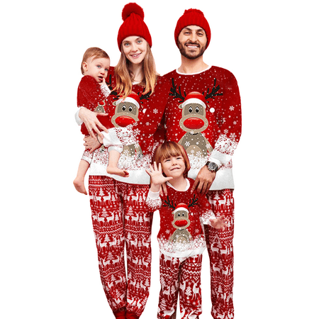christmas family pajamas for Family Dinosaur Xmas Elk Reindeer Print Plaid Womens Pjs Matching Sets 2 Piece Outfits, G-christmas Reindeer